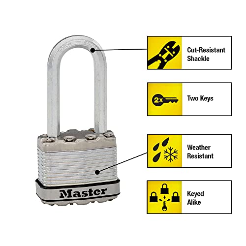 Master Lock M1XTRILH Magnum Heavy Duty Padlock with Key, 3 Pack Keyed-Alike