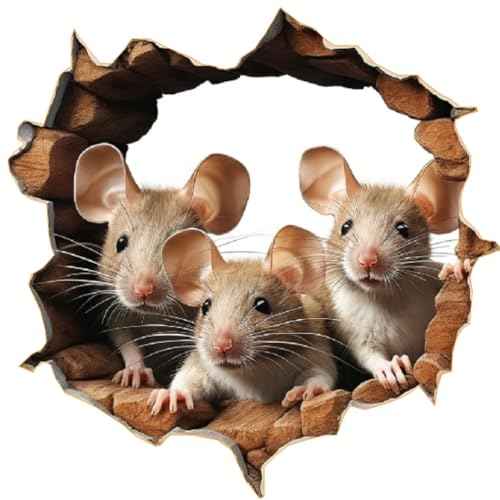 3D Wall Sticker, Three Little Mice, Size 6 inches