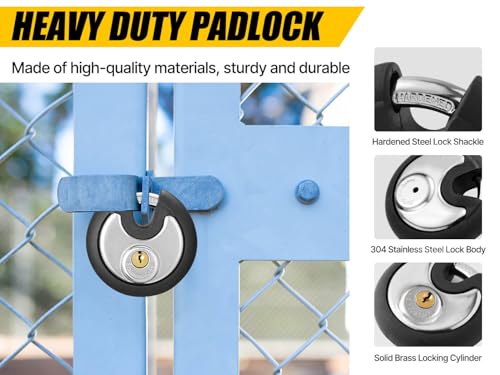 DAYGOS Waterproof Stainless Steel Disc Lock with Rubber Bumper - Black, 3/8-Inch Shackle, Keyed-Different Pack