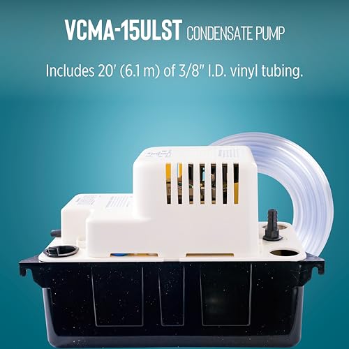 Little Giant VCMA-15ULST Condensate Pump with Overflow Switch & 20ft Tubing, 115V, 65 GPH