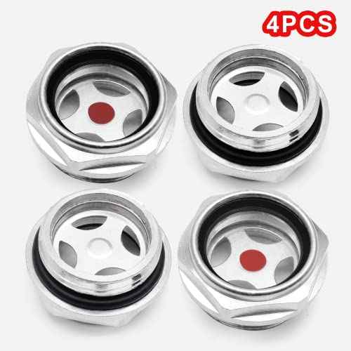 4Pcs Air compressor Oil Sight Glass 1 Inch NPT Oil Liquid Level Gauge Male Threaded Aluminum Alloy Oil Indicator Window For Air Compressor Gearbox Tan