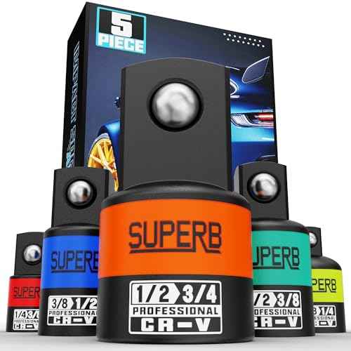 5-Piece Impact Socket Adapter Set, 1/4", 3/8", 1/2" Socket Converter&Reducer, Cr-V Steel, Impact Driver & Wrench Conversion Kit, for Automotive Maintenance and Construction Engineering