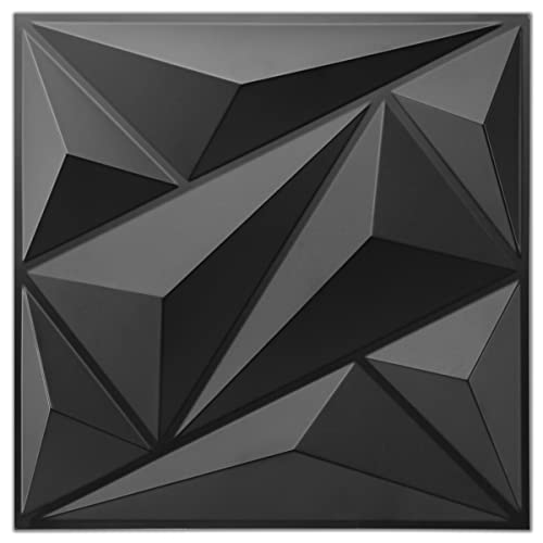 Art3d Wall Panels 33 Pack Diamond 3D Black Wall Decor 12x12 Inches