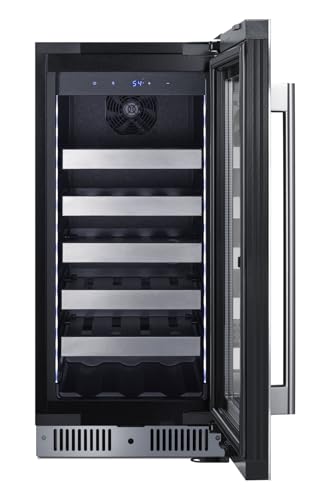 Summit 15" Wine Cellar Built-in or Freestanding Stainless Steel & Glass, 20 Bottle, Right-Hand Door - CL155WC1