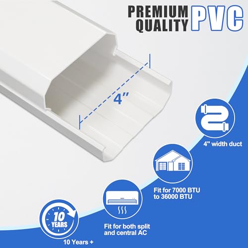 4" 10Ft Mini Split Line Set Cover, Plastic Kit for Outside Units, Air