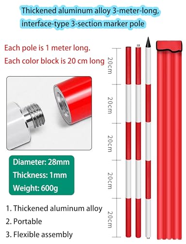 Aluminium Survey Pole 300cm/118.1in – Detachable Centering Rod for Construction & Engineering