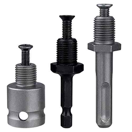 Yakamoz 3Pcs 1/2-20 UNF Mount Thread Drill Chuck Shank Adapter Set, SDS-Plus Shank for Rotary Hammer Drill | 1/4" Hex Shank for Impact Driver | 1/2" Drive Female Adapter for Air Impact Wrench