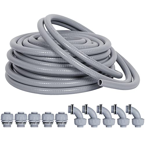 Neorexon 1/2 Inch 25ft Liquid-Tight Conduit Kit UL Certified Flexible PVC