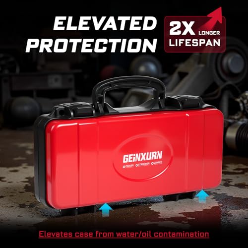 Geinxurn 11” Red Tool Box – Portable Steel Toolbox with Locking Latch & Carry Handle
