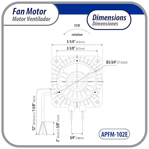 APPLI PARTS 10W 115V Refrigeration Condenser & Evaporator Fan Motor - Includes Aluminum Fan Blade & Base, Universal Fit