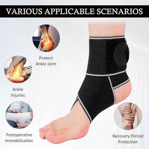 Ankle Brace for Sprained Ankle, Ankle Support for Women & Men, Adjustable Compression Wrap for Achilles Tendonitis & Plantar Fasciitis Relief (Grey)