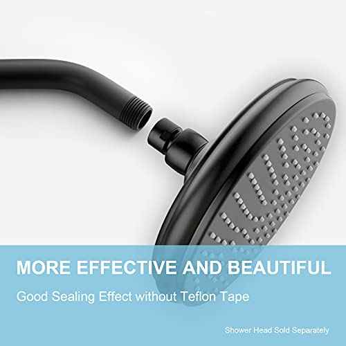 OFFO Shower Arm with Flange, 6 in Wall Mount Replacement Angle Shower Head Arm Wall-Mounted For Fixed Shower Head & Handheld Showerhead, Matte Black