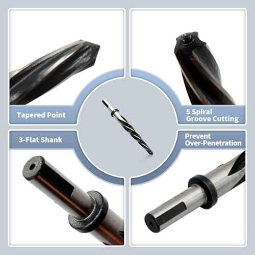3/8" Bridge Construction Reamer Drill Bit, M2 HSS Taper Reamer with 5-Spiral Flutes & 3/8" Non-Slip Shank ? Ideal for Steel/Alloy/Metal (Aligning & Enlarging Holes)
