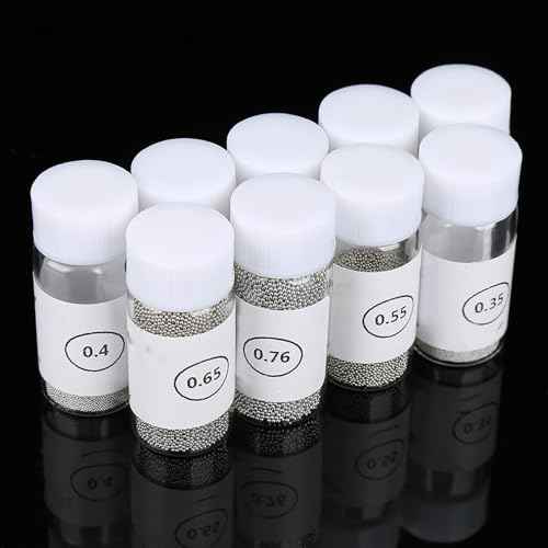 BGA Tin Solder Ball, 9 Bottles 0.3-0.76mm Reballing Stencils, BGA Solder Bead for PCB Board GPU CPU IC Chip Circuit Module