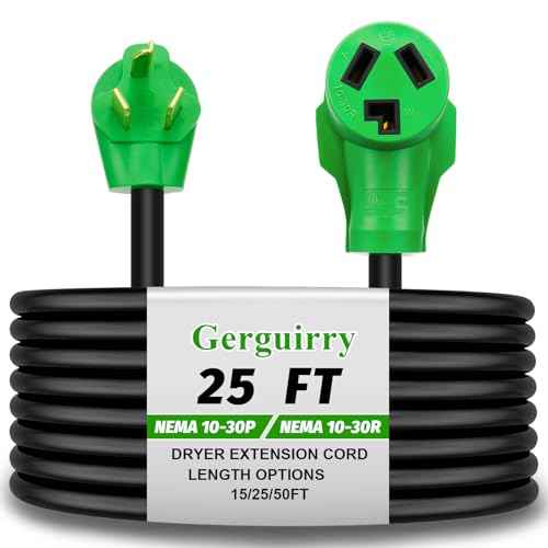Gerguirry 3 Prong 25 Feet Dryer Extension Cord, 30 Amp NEMA 10-30P to 10-30R Heavy Duty Cord, Use for Dryer Power Extension and Level 2 EV Charging, 125V/250V 7500W 10-AWG Gauge, ETL Listed