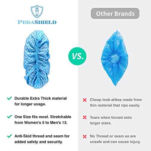 22 Premium XL Booties -Thick Extra Large Disposable Boot & Shoe Covers, Non Slip Water Resistant Foot Protectors, Construction Durable 42GSM for Indoors Outdoors, Up to US Men 13, Women 15