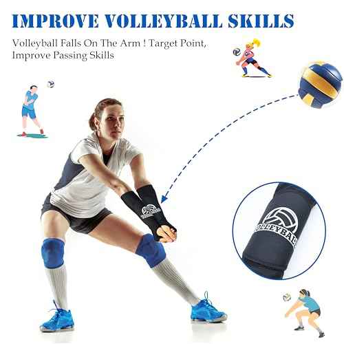 Volleyball Arm Sleeves with Passing Protection Forearm Pads, Black Hitting Forearm Sleeves Padded Volleyball Sleeve with Thumb Hole for Youth Girls Kids, 1 Pair