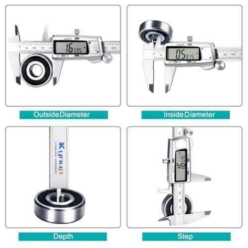 Kynup Digital Caliper, Caliper Measuring Tool, Micrometer Dial Vernier Caliper with Large LCD Screen, Full Turn Off, Stainless Steel, Switch from Inch Metric Fraction (6Inch/150MM)