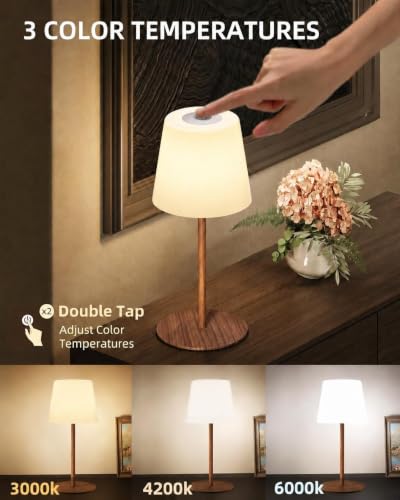 EZVALO Wood Grain Cordless Shower Lamp – Waterproof Rechargeable Mood Light, 3 Color Temps, 1 Pack