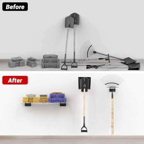 Ultrawall Garage Storage Hooks, Heavy Duty Steel Tool Organizer, 12.4 Inch Wall Mount Hangers Racks for Car Tires, Ladders, Chairs, Ropes and Garden Tools, 4 Pack