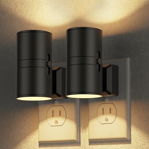 JandCase Dimmable Night Light Plug-in Wall, Warm 3000K, Black - Dusk to Dawn