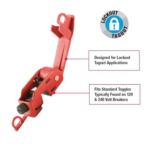 Master Lock Red Electrical Box Circuit Breaker Lockout, Tagout Breaker Box Lock for Standard Single and Double Toggles, 493B