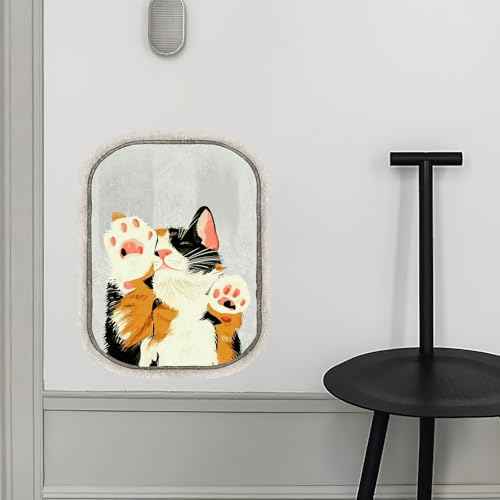 Cat Wall Sticker 15.7x19.6in Trapped Cat in The Window Peel and Stick Wall Decal for Kids Room Funny Vinyl Animal DIY Wall Art Decor for Kids, Cats Lover, Bedroom, Living Room