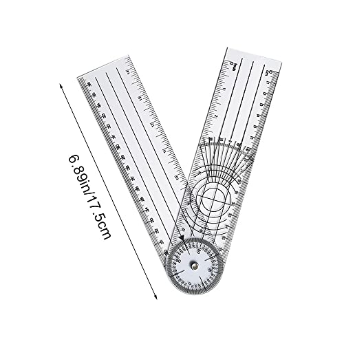 7in Foldable 360° Goniometer Protractor - Clear Dual-Scale Ruler