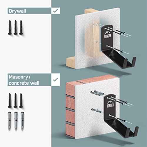 Borgen Bike Wall Mount Pedal Hook for E-Bikes, MTB & Road - Bicycle Wall Mount with Support Brackets and Wall Protection Pads, Suitable as Bike Rack Garage Bike Storage Shed and Bicycle Storage Indoor