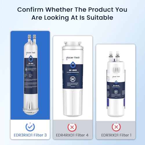GLACIER FRESH EDR3RXD1 Water Filter Set - 3 Pack Compatible with 4396841, Long-Lasting Replacement
