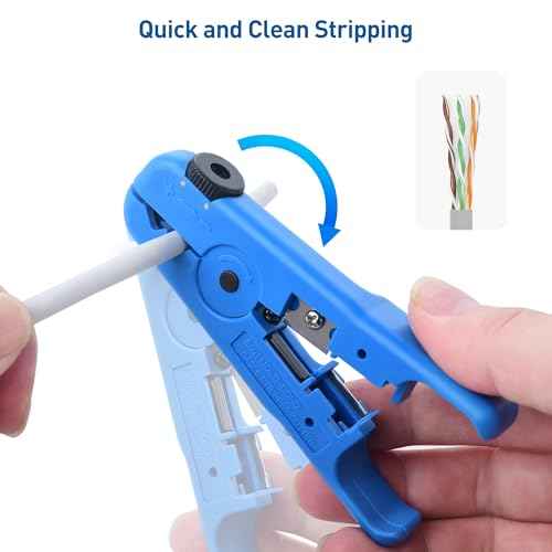 Cable Matters 2-Pack Wire Strippers/Cable Stripper in Blue, 8-16 AWG, Max 0.3 Inches/7.6mm OD Support, Adjustable Blade, Precision Cable Stripper Tool for Large Wires, Includes Cutter for Clean Cuts