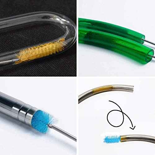 Flexible Straw Drain Brush Line Cleaner - 5 Ft Long Nylon Cleaner Double Ended Elastic Hose Pipe and 3 Pcs 10 Inch Straw Cleaning Brush for Tumbler, Sippy Cup, Bottle and Tube