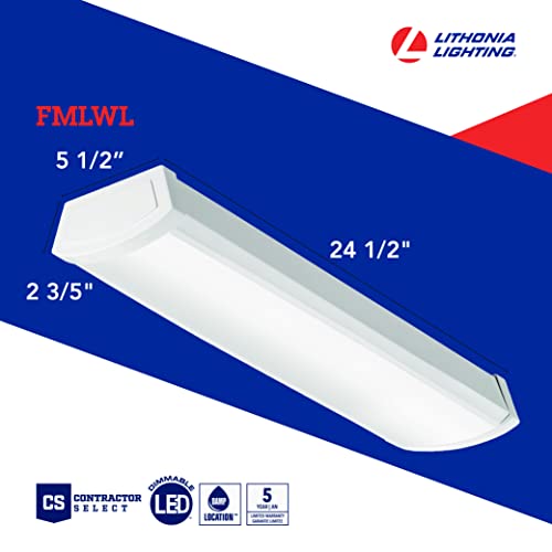 Lithonia Lighting 2' LED Wraparound Light Fixture 4000K Cool White, 24 inch, 120V