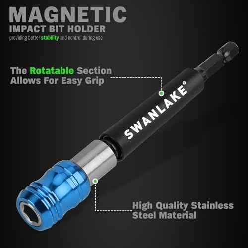 SWANLAKE Impact Torx Bit Set, 27-Piece 1''&2'' Security Tamper Proof Magnetic Screwdriver Bits, T7-T40 CNC Machined Tips, S2 Steel Long Torque Star Bits with 4'' Impact Bit Holder and Storage Box