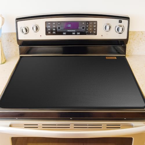 PONGARD 30x21 Fireproof Stove Top Cover - Waterproof, Heat-Resistant Stovetop Protector for Electric/Ceramic Glass Tops, Anti-Scratch Black