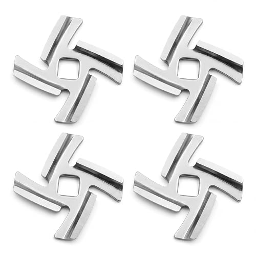 SBDSBD 4-Pack Size 5 Meat Grinder Blades for KitchenAid & Size 5 Grinders – 8mm Square Hole, 420 Stainless