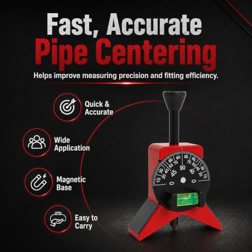 Pipe Center Finder Tool, Magnetic Pipefitter Tool with Protractor