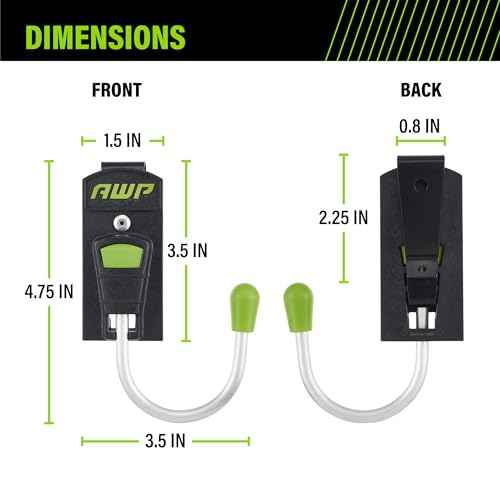 AWP Monster Tool Hook, Heavy-Duty Metal Clip-On Swiveling Belt Hook for Work Belts, Durable Holder for Tools, Hammer, Drill, or Electrical Accessories, L-93333-1