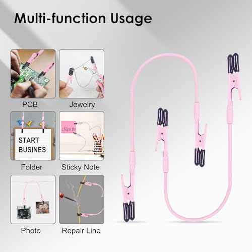 Toolour 2 Pack Soldering Helping Hands Clamps, Flexible Gooseneck Metal Arms with Dual Alligator Clips, Pink Wire Holder for PCB Welding Electronics Jewelry DIY Crafts Hobby