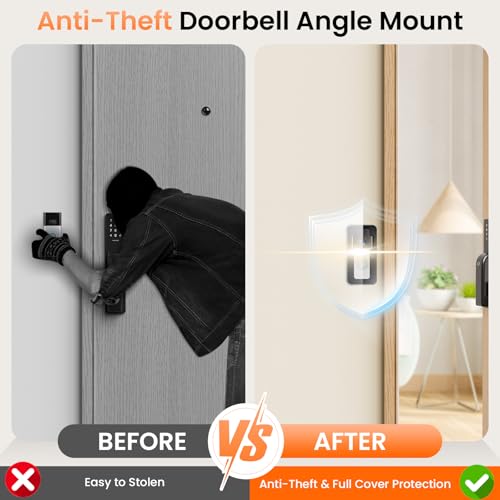 Anti-Theft Video Doorbell Angle Mount, 50 to 130 Degree Adjustable Ring Camera Holder Doorbell Door Mount for Apartment, Compatible with Ring/Blink Video Doorbell 4 3 Plus 2 1 Pro 2