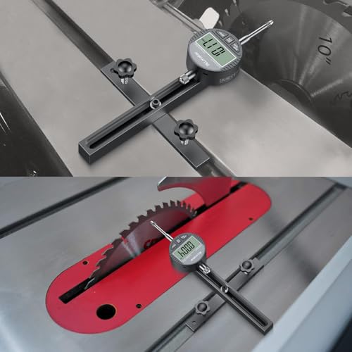 ALLmeter Table Saw Alignment Gauge with Digital Dial Indicator, 3/4in Miter Slot, Black