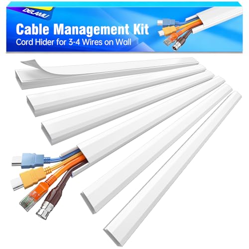 Delamu Wall Cord Hider Kit for 3-4 Wires, 6 Pack 1.18x0.67in, White