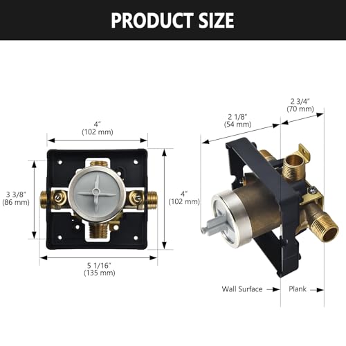 RJDIBAN Shower Valve for Delta R10000-UNWS - Tub & Shower With Stop, 4 Port Brass