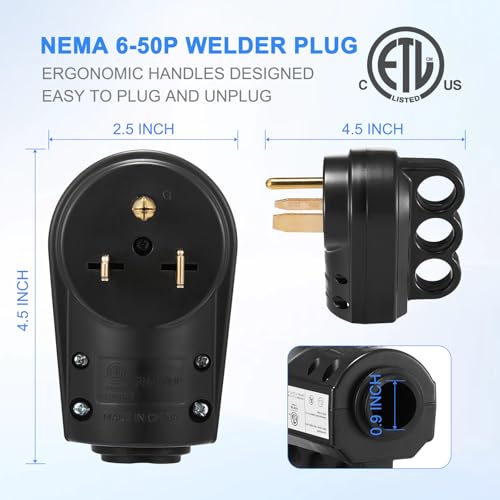 Suplevel Black NEMA 6-50 50 Amp Welders Plug & Connector Set, 250V