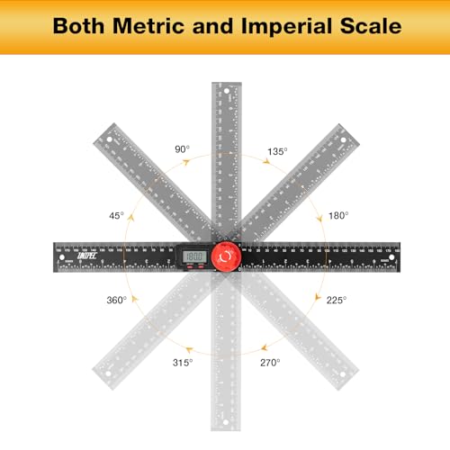 UNIPEC 7in Digital Angle Finder Protractor - ABS-Black, 0.1° LCD Ruler & Protractor for woodworking