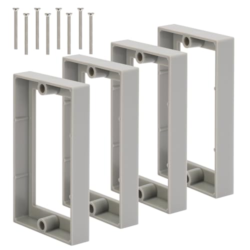 Gray 4-Pack Single Gang Receptacle Outlet Box Extenders 1/2" - Easy Install