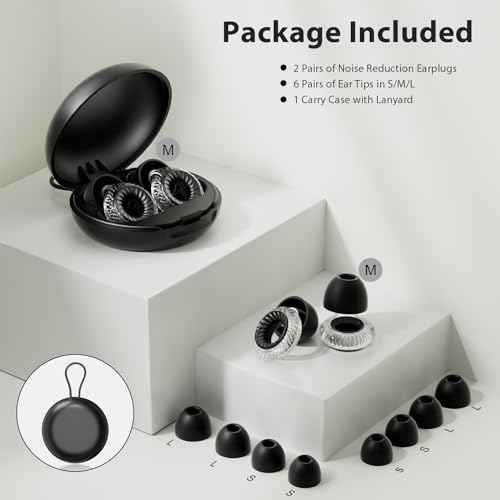 Concert Ear Plugs, Yawsoy High Fidelity Noise Cancelling Ear Plugs, Reusable Ear Plugs for Musicians, Raves, Focus and Sleep, 20dB Noise Reduction & Hearing Protection, 6 Pair Ear Tips in S/M/L(Clear)