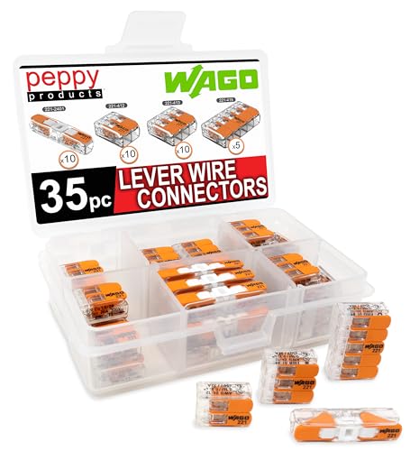 Peppy Products WAGO 221 Lever Nuts Wire Connector Set, Assorted 35pcs