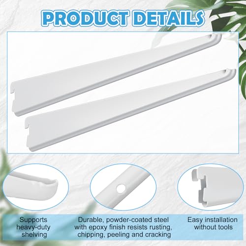 Yalikop 10 Pack Adjustable Shelf Brackets 11.5 Inch White Heavy Duty Wire Shelving