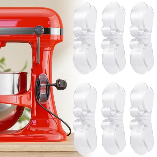 Indemo 6PCS Clear Cord Organizer for Kitchen Appliances - Stick-On Cable Wrappers, Cord Holder for Air Fryer, Blender, Coffee Maker, Toaster (Clear-6PACK)